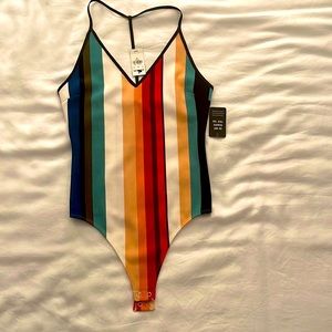 NWT Express Multicolor Striped Bodysuit XS
